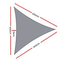 Instahut Shade Sail 6x6x6m Triangle 280GSM Grey UV Block 98% Weather Resistant - SuperSaverAU - view 2