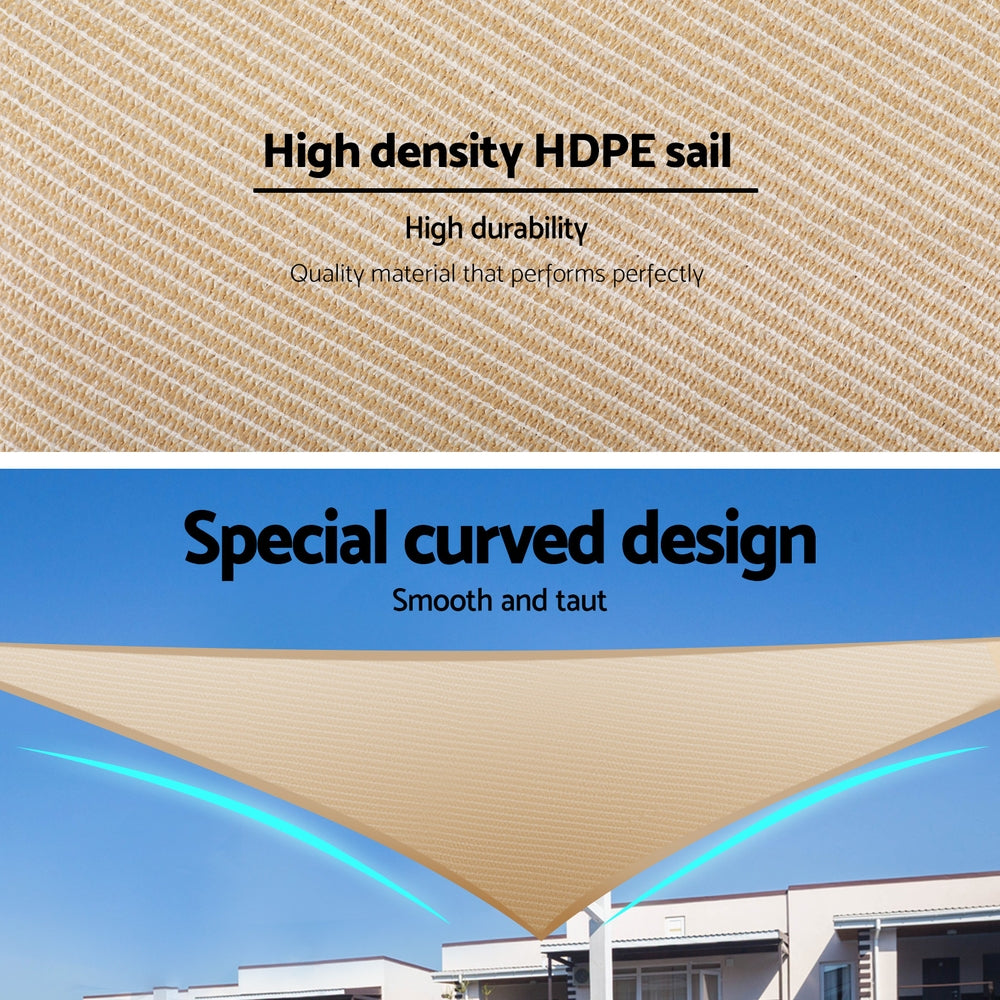Instahut Shade Sail Triangle Sun Canopy 3.6x3.6x3.6M, UV Block, Weather Resistant - SuperSaverAU - view 3