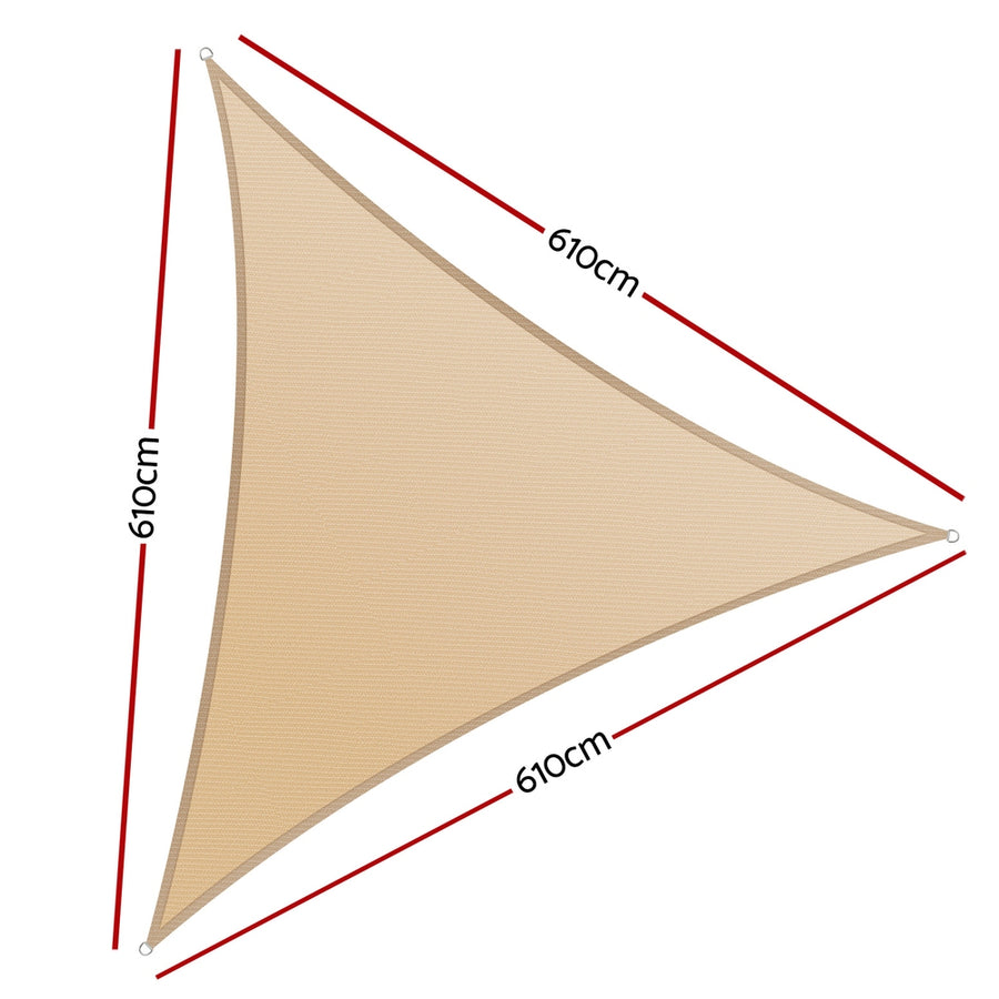 Instahut Shade Sail Triangle Sun Canopy 6.1x6.1x6.1M UV Block, Weather Resistant - SuperSaverAU - view 1