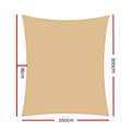 Instahut Shade Sail 2.5x3m Rectangle 280GSM UV Block Sand Beige - SuperSaverAU - view 2