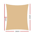 Instahut Shade Sail 3x4m Rectangle 280GSM UV Block Sand Beige - SuperSaverAU - view 2