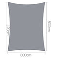 Instahut Shade Sail 3x5m Rectangle 280GSM Grey UV Block 98% Weather Resistant - SuperSaverAU - view 2