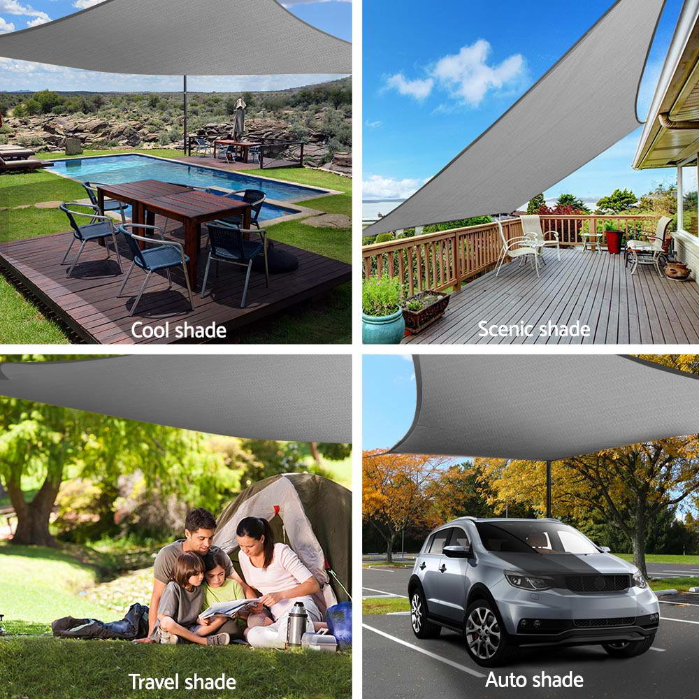 Instahut Shade Sail 3x5m Rectangle 280GSM Grey UV Block 98% Weather Resistant - SuperSaverAU - view 4