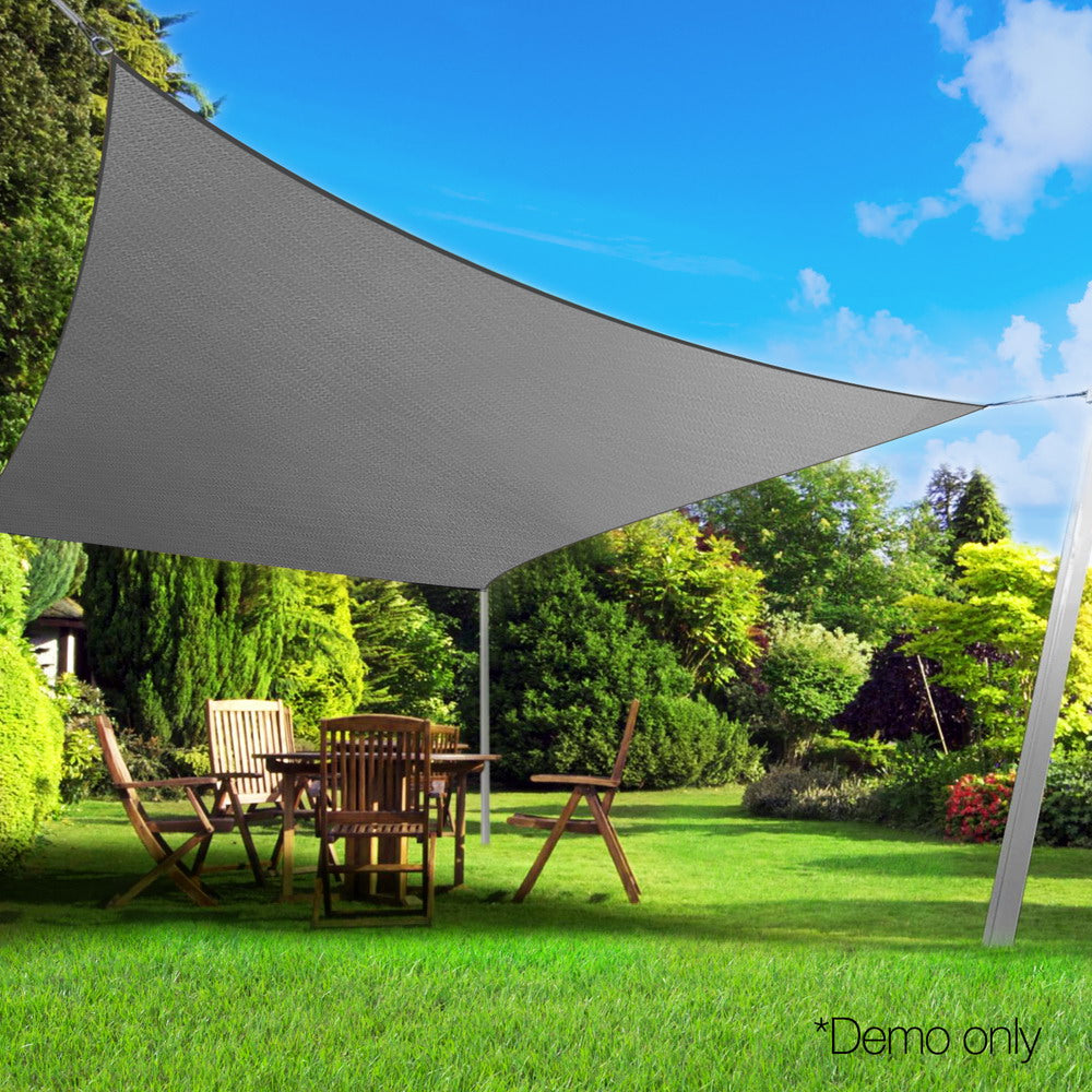 Instahut Shade Sail 3x5m Rectangle 280GSM Grey UV Block 98% Weather Resistant - SuperSaverAU - view 7