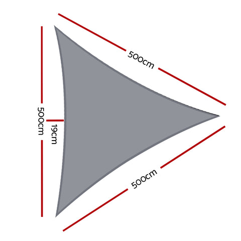 Instahut Shade Sail 5x5x5m Triangle 280GSM Grey UV Block 98% Weather Resistant - SuperSaverAU - view 2