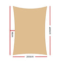Instahut Shade Sail 2x4m Rectangle 185GSM UV Block Sand Beige Cloth - SuperSaverAU - view 2