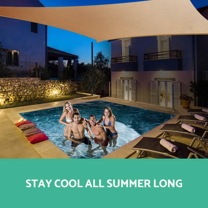 Instahut Shade Sail 5x5x5m Triangle 185GSM UV Block Sand Beige Cloth