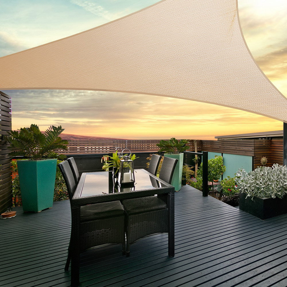 Instahut Shade Sail 5x5x5m Triangle 185GSM UV Block Sand Beige Cloth - SuperSaverAU - view 7