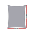Instahut Waterproof Shade Sail 3x5m 220GSM UV Block, Weather Resistant, Grey - SuperSaverAU - view 2
