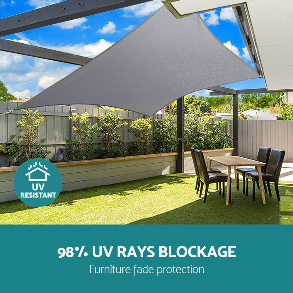 Instahut Waterproof Shade Sail 3x5m 220GSM UV Block, Weather Resistant, Grey - SuperSaverAU - view 5