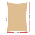 Instahut Heavy Duty Shade Sail 2x4M Rectangle Sand - Waterproof, UV Block, Durable - SuperSaverAU - view 2