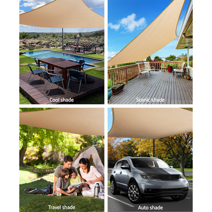 Instahut Heavy Duty Shade Sail 2x4M Rectangle Sand - Waterproof, UV Block, Durable