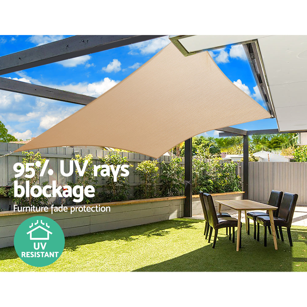 Instahut Waterproof Shade Sail 3x4m Rectangle Sand, UV Block, Durable Design - SuperSaverAU - view 5