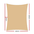 Instahut Waterproof Shade Sail 3x5m Rectangle Sand, UV Block, Durable Design - SuperSaverAU - view 1