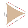 Instahut Waterproof Shade Sail 5x5x5m Triangle Sand, UV Block, Durable Design - SuperSaverAU - view 2