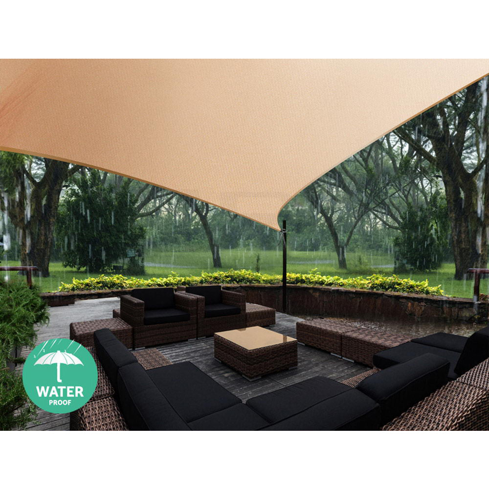 Instahut Waterproof Shade Sail 5x5x5m Triangle Sand, UV Block, Durable Design