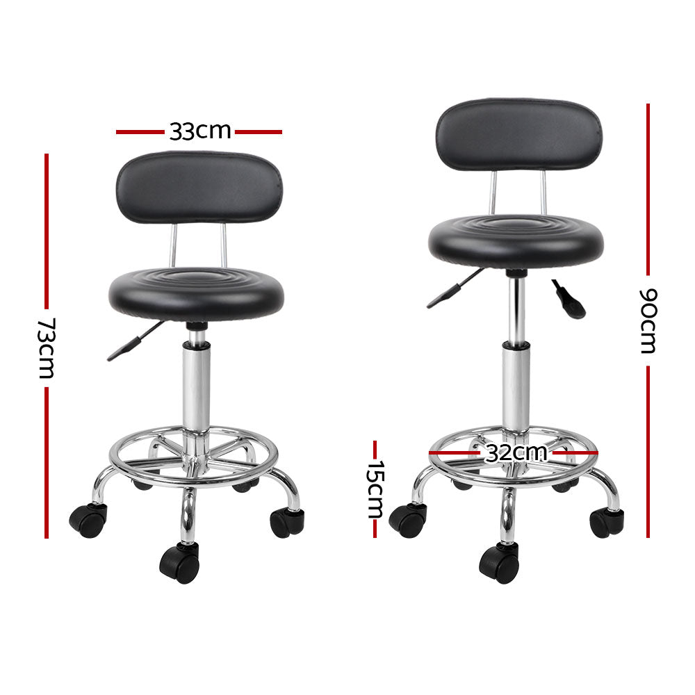 Artiss Salon Stool Swivel Chair Backrest Black - SuperSaverAU - view 2