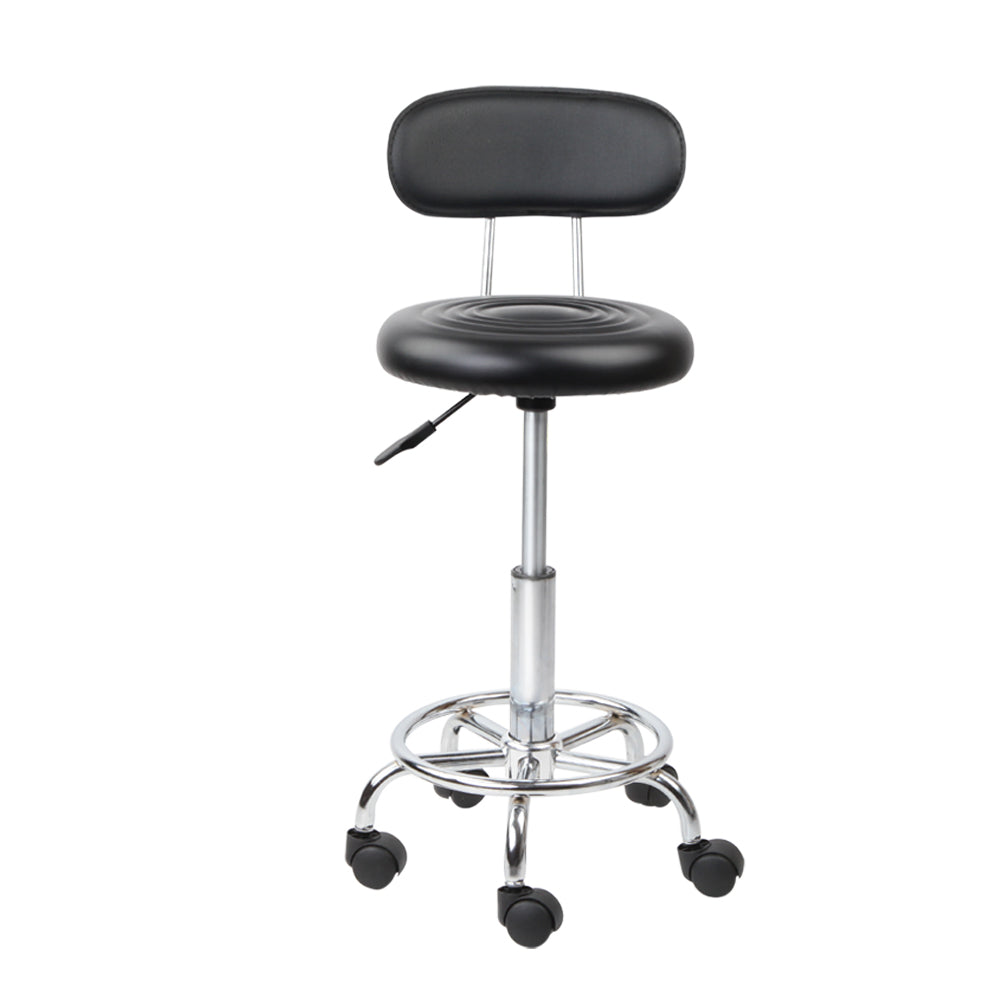 Artiss Salon Stool Swivel Chair Backrest Black - SuperSaverAU - view 3