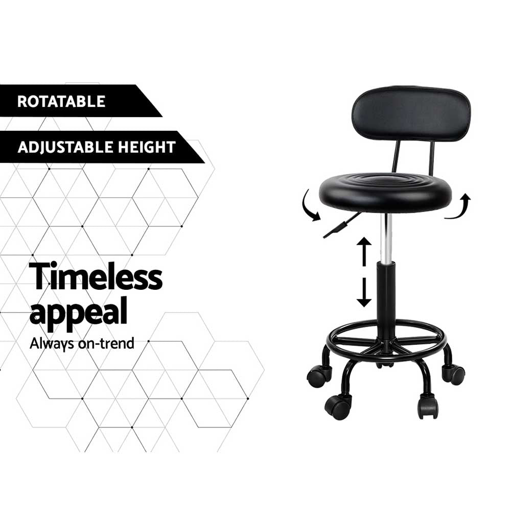 Artiss Salon Stool Swivel Chair Backrest - SuperSaverAU - view 5