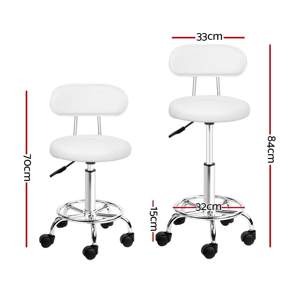 Artiss Salon Stool Swivel Chair Backrest White - SuperSaverAU - view 2