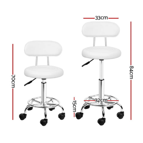 Artiss Salon Stool Swivel Chair Backrest White - SuperSaverAU - view 2