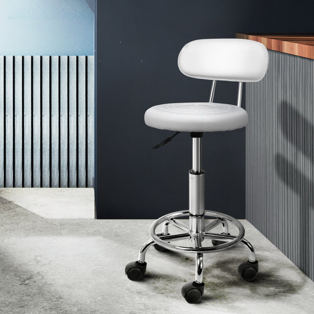 Artiss Salon Stool Swivel Chair Backrest White - SuperSaverAU - view 8