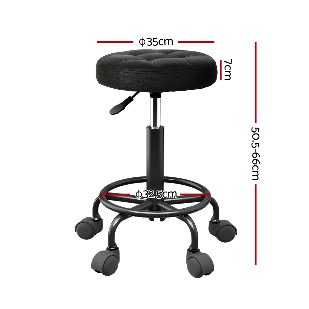 Artiss Black Round Swivel Salon Stool - SuperSaverAU - view 2