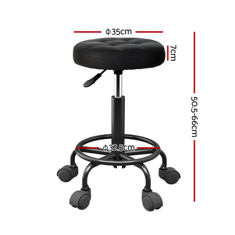 Artiss Black Round Swivel Salon Stool - SuperSaverAU - view 2
