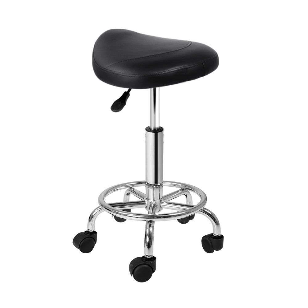 Artiss Salon Stool Saddle Swivel Chair Black - SuperSaverAU - view 1