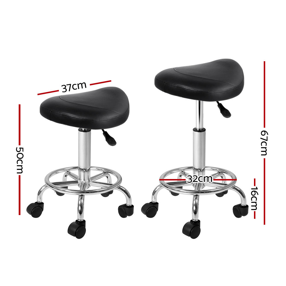 Artiss Salon Stool Saddle Swivel Chair Black - SuperSaverAU - view 2