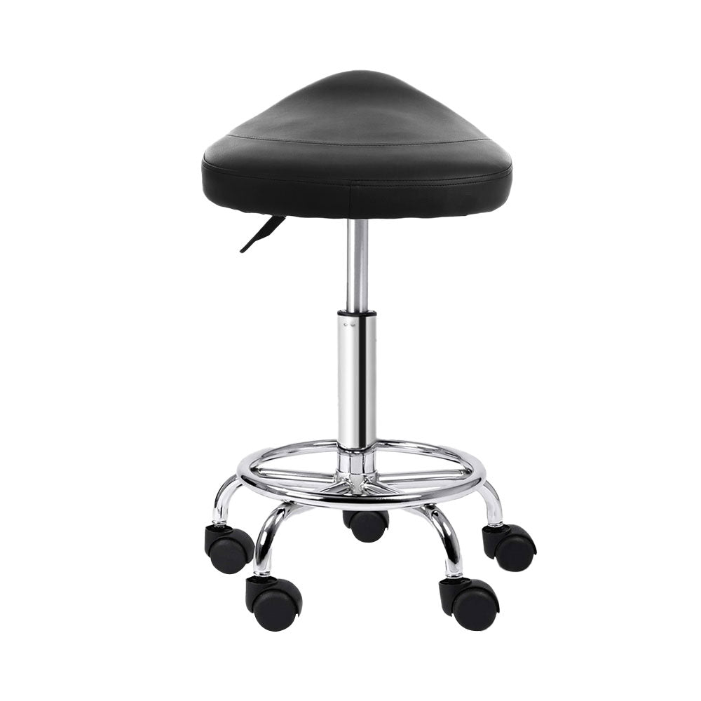 Artiss Salon Stool Saddle Swivel Chair Black - SuperSaverAU - view 4
