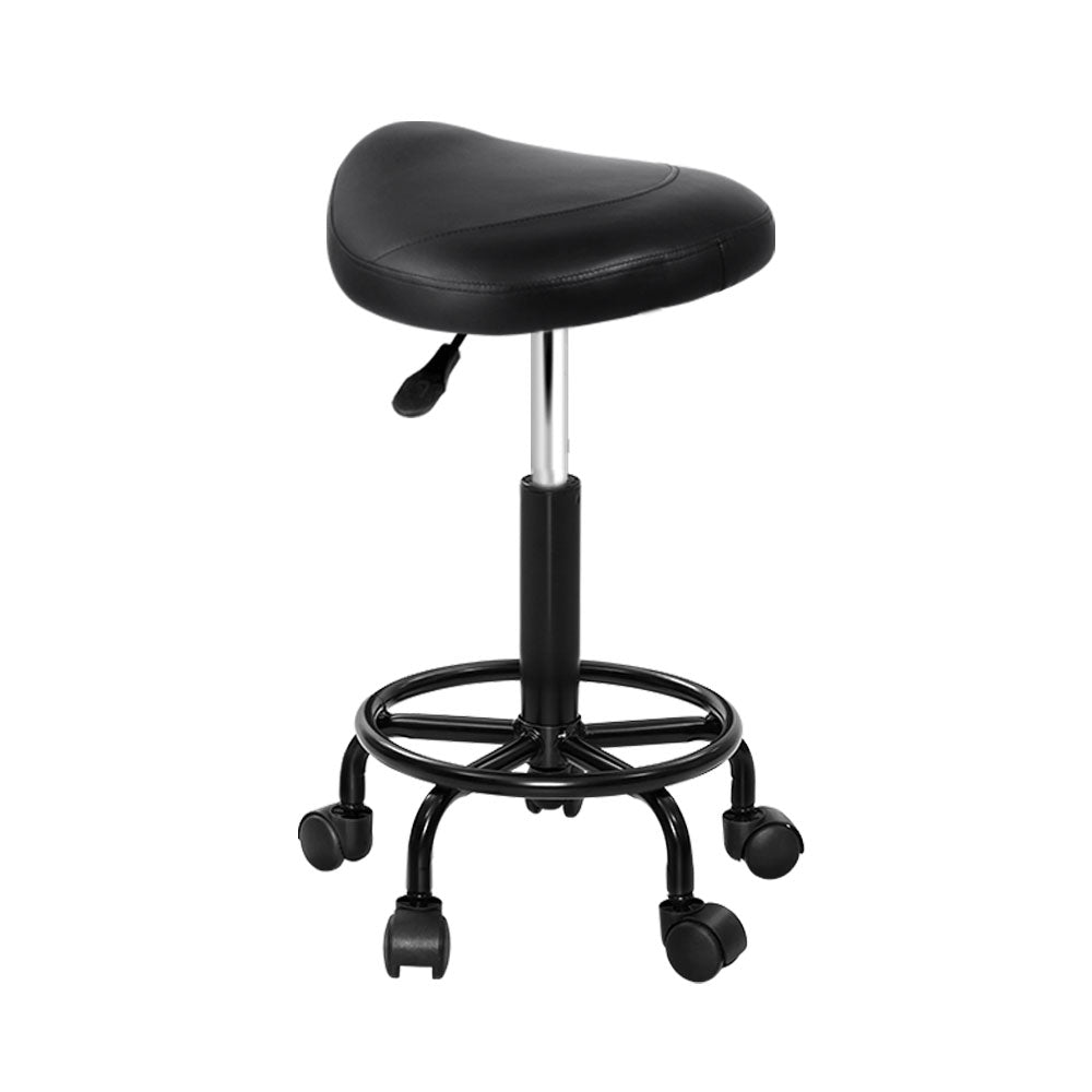 Artiss Salon Stool Swivel Chair with Saddle Seat & Adjustable Height - Black - SuperSaverAU - view 1