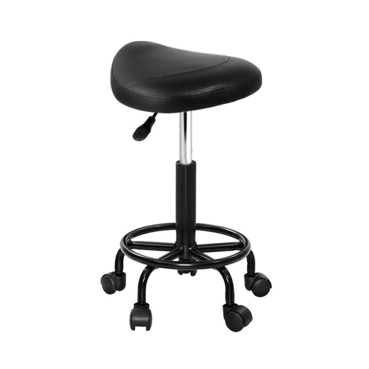 Artiss Salon Stool Swivel Chair with Saddle Seat & Adjustable Height - Black