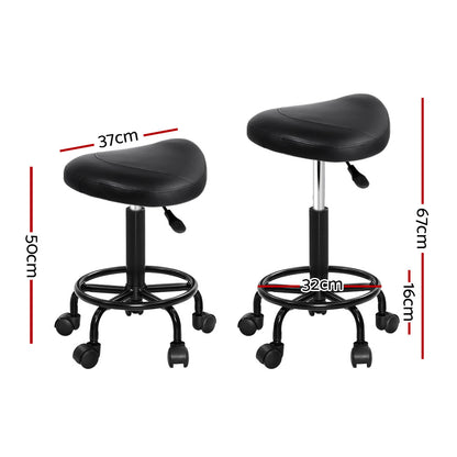 Artiss Salon Stool Swivel Chair with Saddle Seat & Adjustable Height - Black