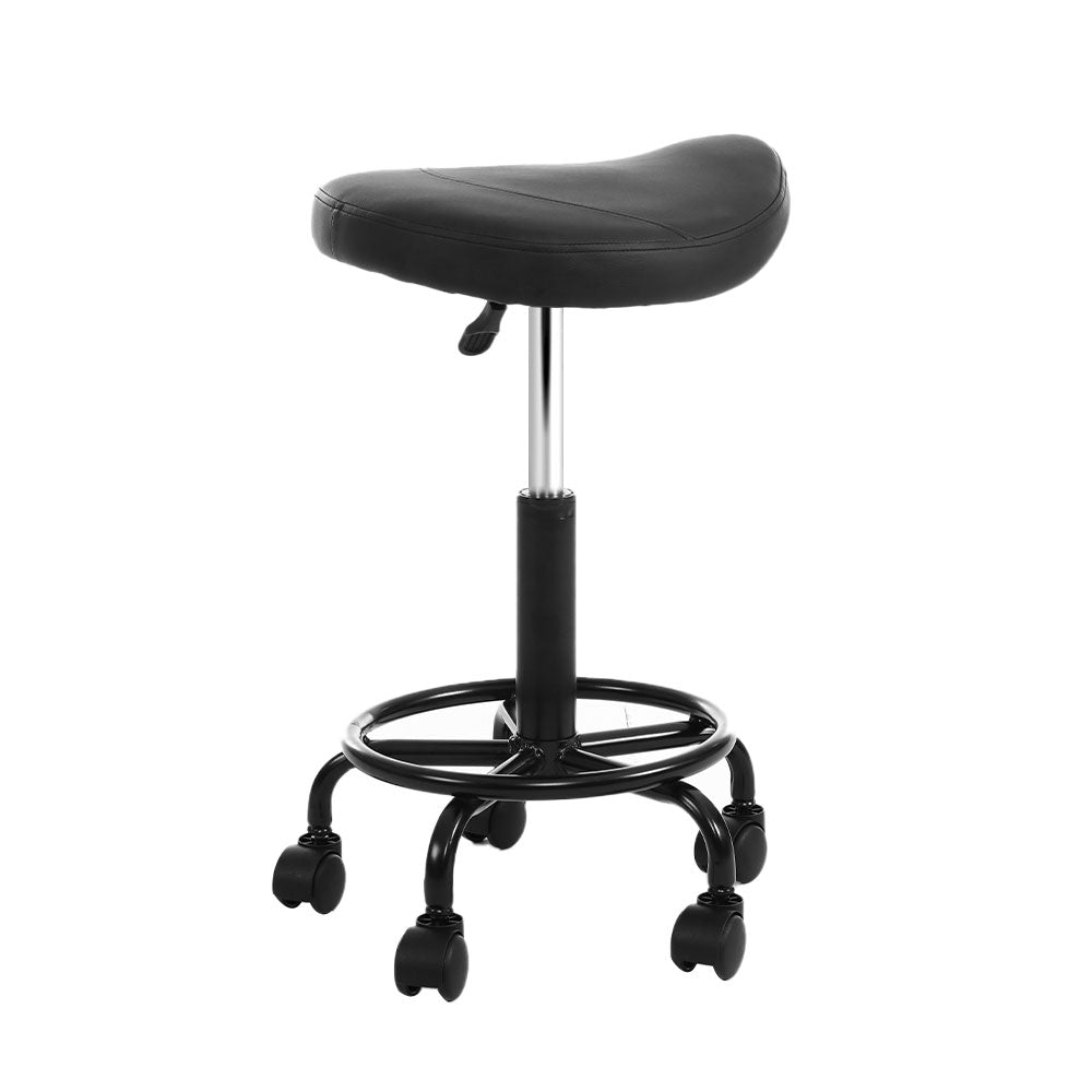 Artiss Salon Stool Swivel Chair with Saddle Seat & Adjustable Height - Black