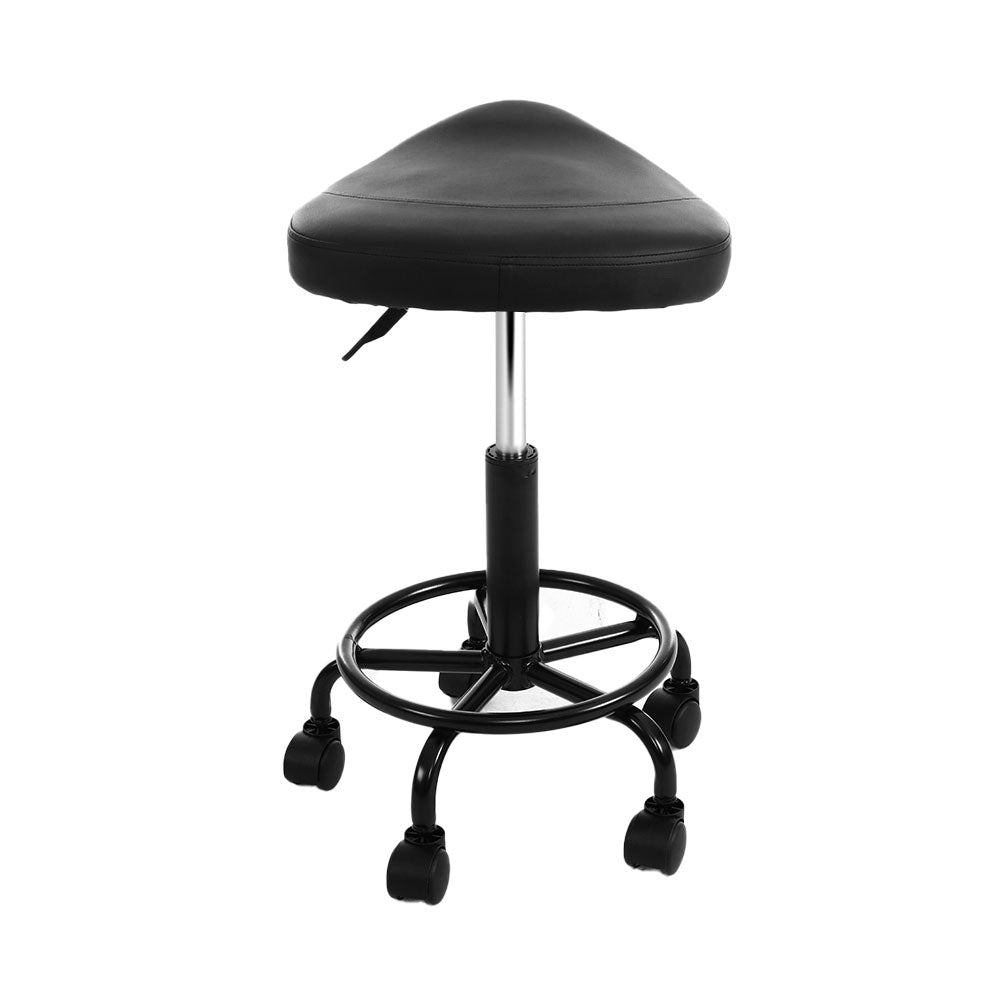 Artiss Salon Stool Swivel Chair with Saddle Seat & Adjustable Height - Black - SuperSaverAU - view 4