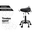 Artiss Salon Stool Swivel Chair with Saddle Seat & Adjustable Height - Black - SuperSaverAU - view 5