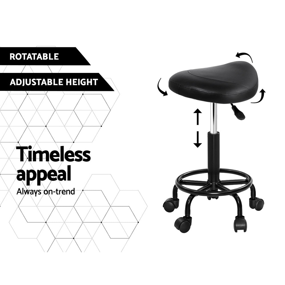 Artiss Salon Stool Swivel Chair with Saddle Seat & Adjustable Height - Black