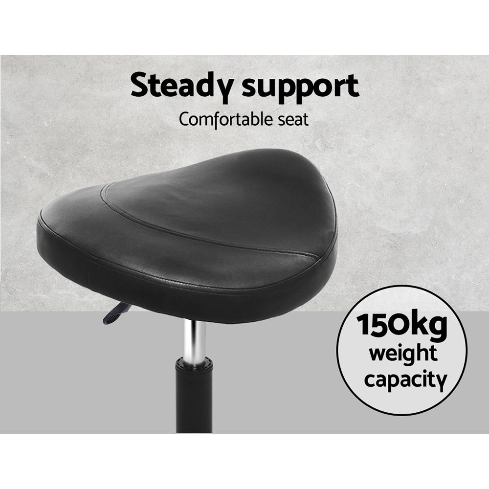 Artiss Salon Stool Swivel Chair with Saddle Seat & Adjustable Height - Black - SuperSaverAU - view 6