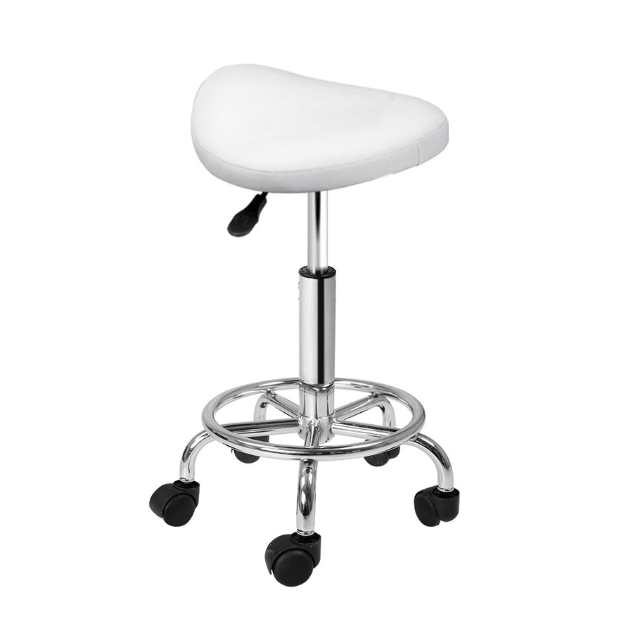 Artiss Salon Stool Saddle Swivel Chair White - SuperSaverAU - view 1
