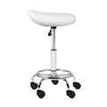 Artiss Salon Stool Saddle Swivel Chair White - SuperSaverAU - view 3
