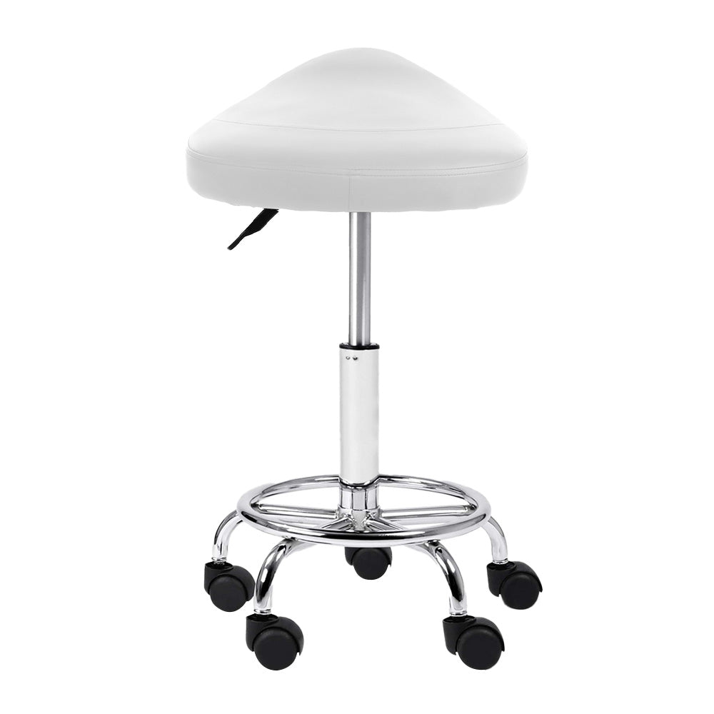 Artiss Salon Stool Saddle Swivel Chair White - SuperSaverAU - view 4