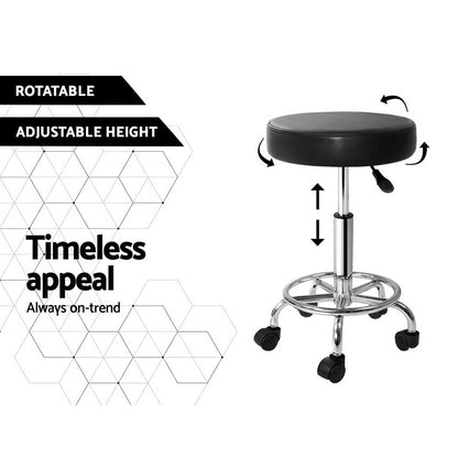 Artiss Salon Stool Round Swivel Chair Black