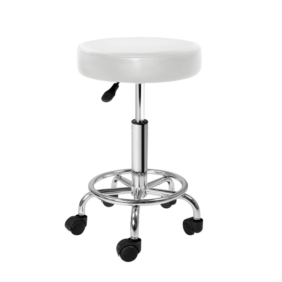 Artiss Salon Stool Round Swivel Chair White - SuperSaverAU - view 1