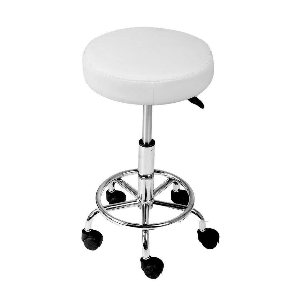 Artiss Salon Stool Round Swivel Chair White - SuperSaverAU - view 3