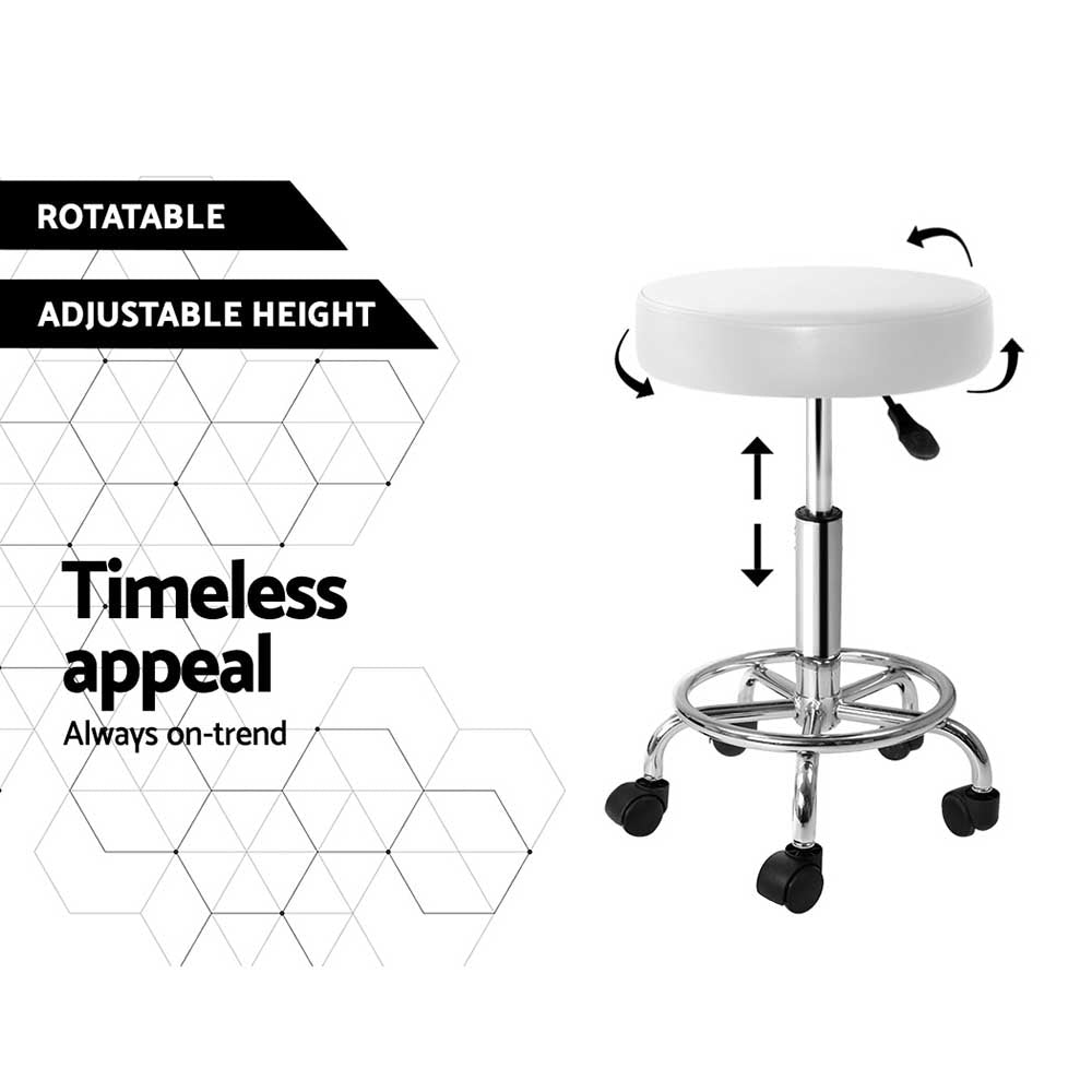 Artiss Salon Stool Round Swivel Chair White - SuperSaverAU - view 5