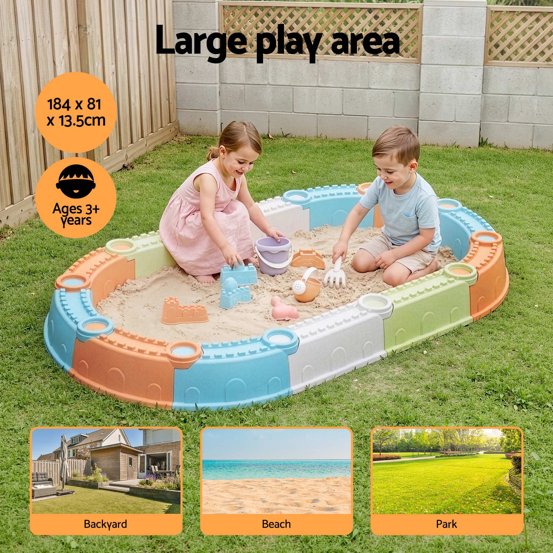 Keezi Kids Sandpit Set Beach Toys Sand Box Outdoor Backyard Play Area - SuperSaverAU - view 5