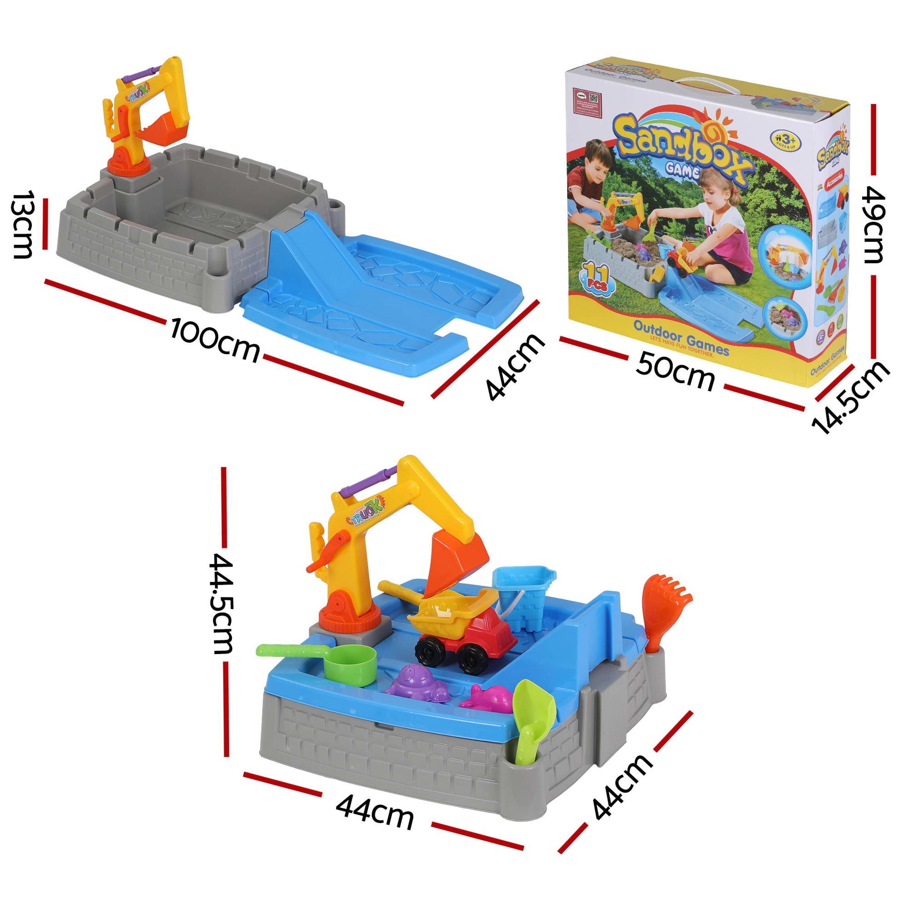 Keezi 2-in-1 Kids Sandpit Water Table Working Excavator Digger Sensory Play Toys - SuperSaverAU - view 2
