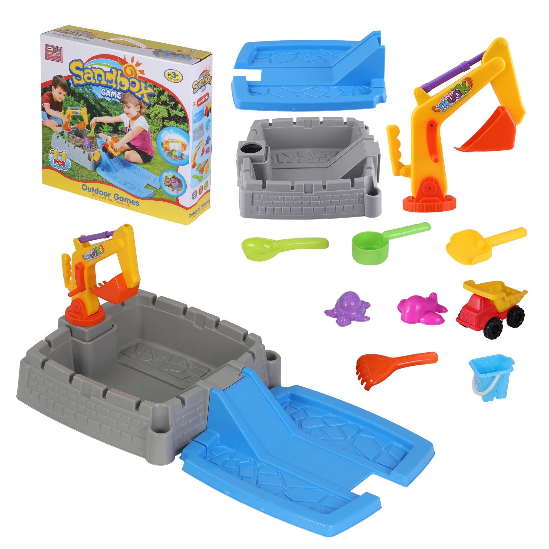 Keezi 2-in-1 Kids Sandpit Water Table Working Excavator Digger Sensory Play Toys - SuperSaverAU - view 8