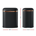 Devanti Motion Sensor Bin 38L with Soft Close Lid - Black